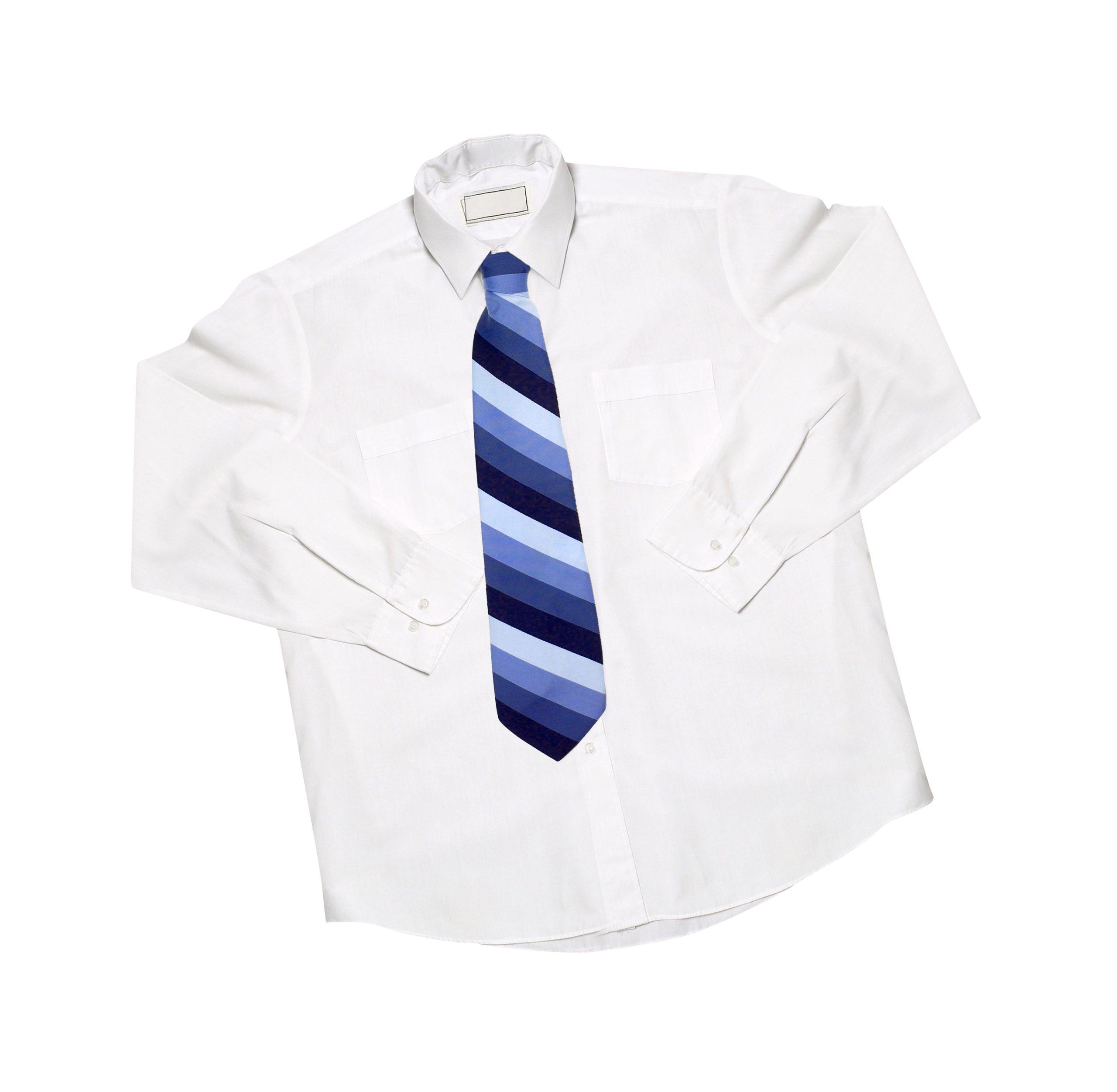 White dress shirt with blue tie